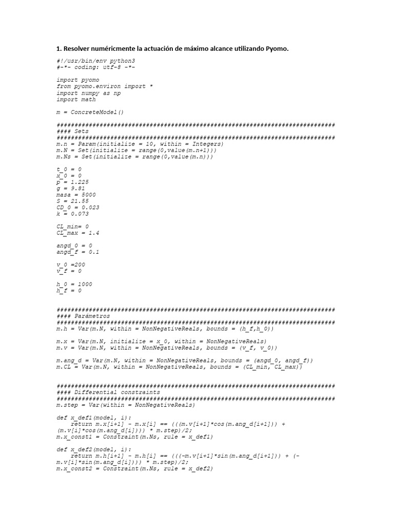 Pyomo Model for Maximum Range and Autonomy | PDF | Teaching Methods ...