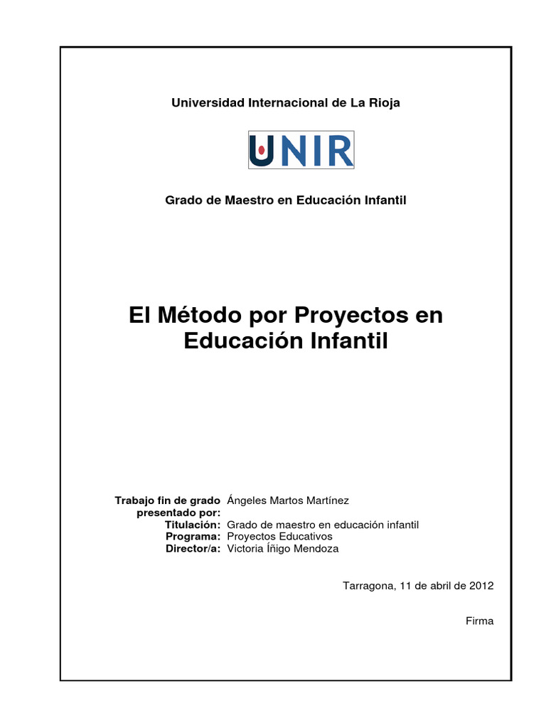 Método por Proyectos en Educación Infantil | PDF | Aprendizaje ...