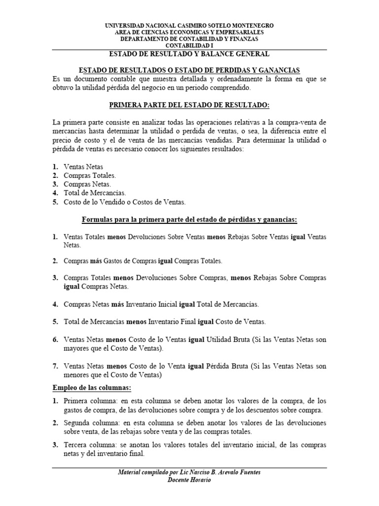 Estado de Resultados y Balance General | PDF | Contabilidad | Hoja de ...