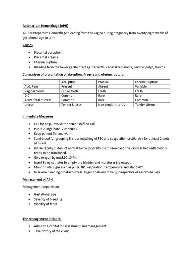 Antepartum Haemorrhage PDF Childbirth Maternal Health