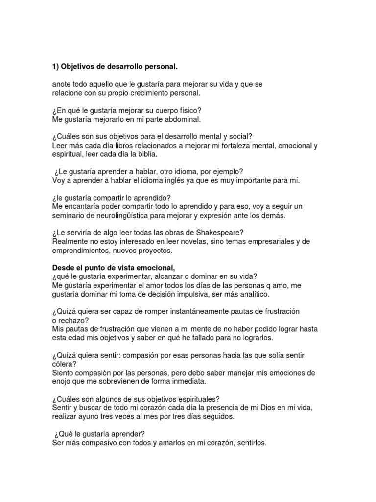 Objetivos de Desarrollo Personal y Profesional | PDF | Business