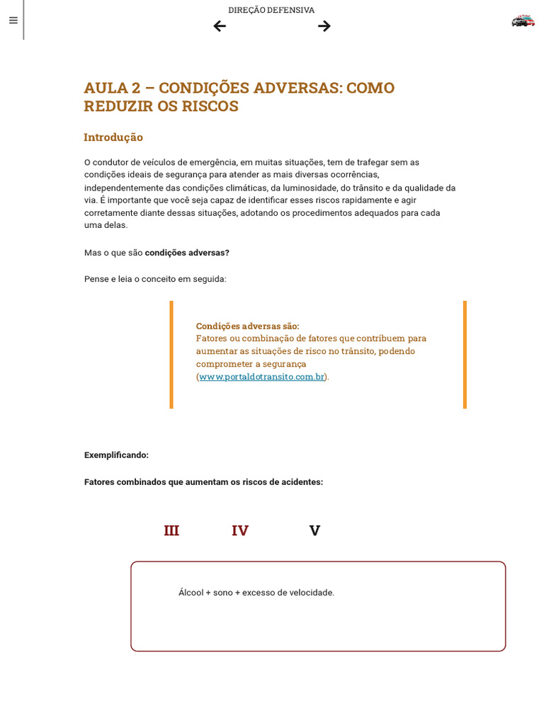Aula 2 Condições Adversas Direção Defensiva | PDF | Etanol | Tráfego