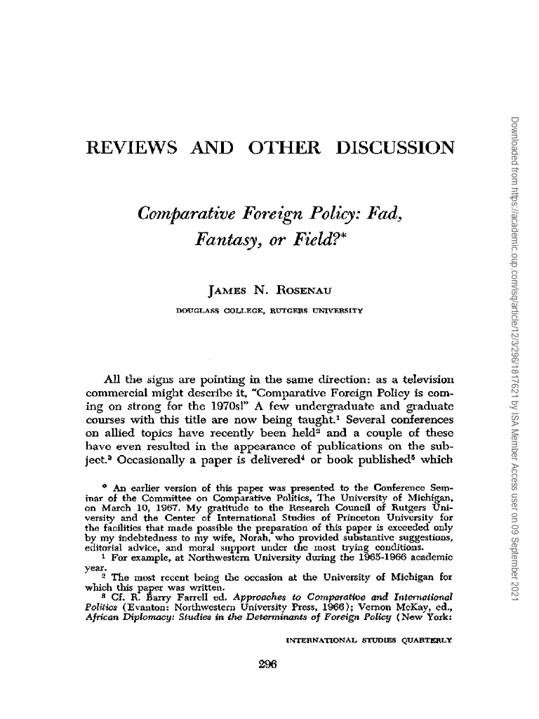 1968 - James Rosenau - COmparative Foreing Policy | PDF | Policy | Theory