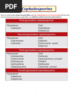 Generations of Cephalosporins With Mnemonics | PDF