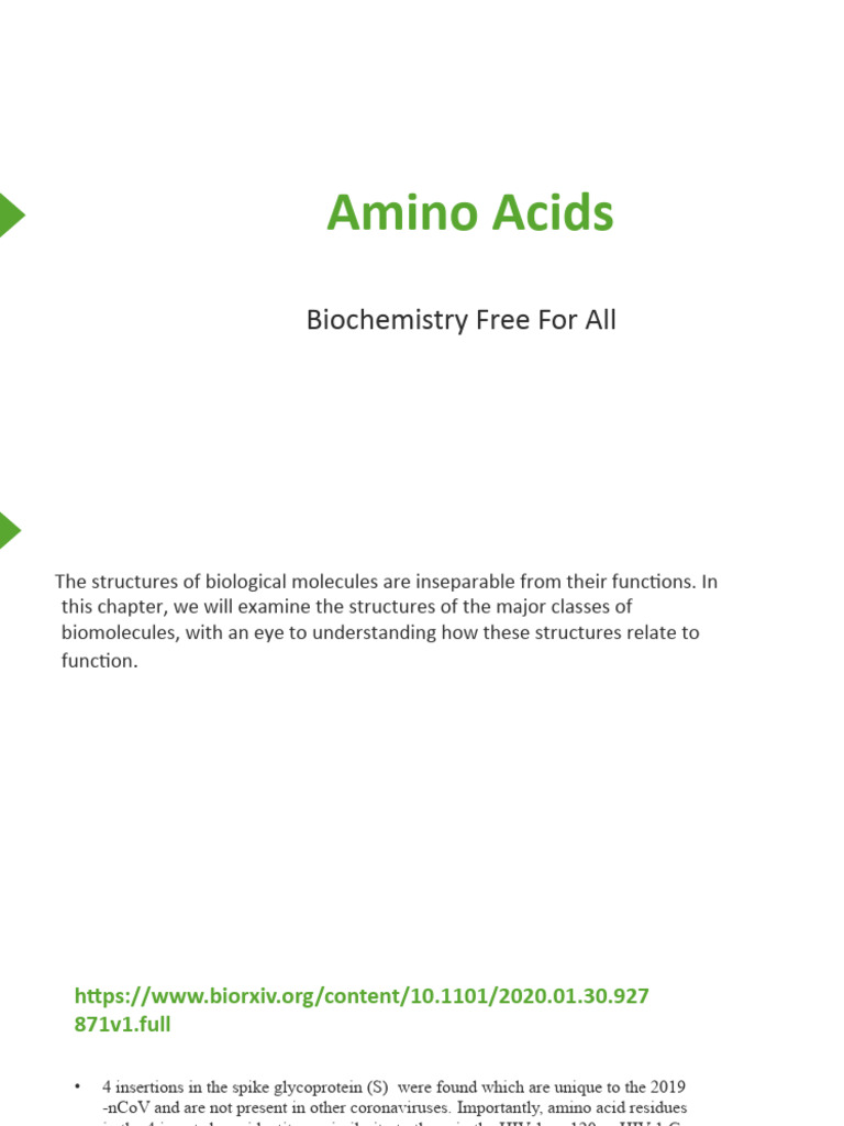 301 Animo Acid PDF Amino Acid Biomolecules
