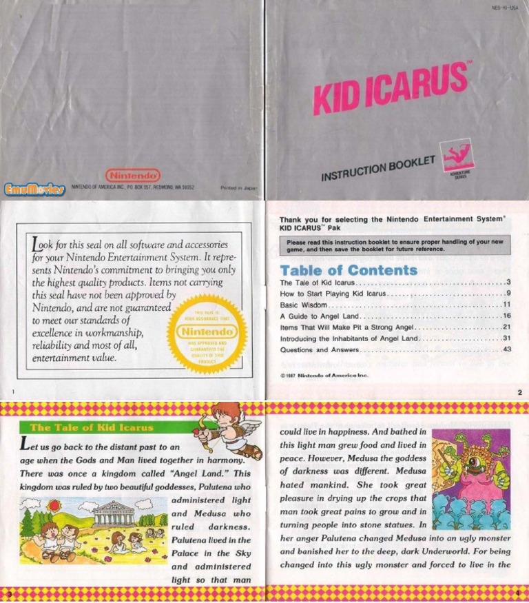 Notice Manuel Kid Icarus - Game Boy - Livret Original - Bon état - FAH