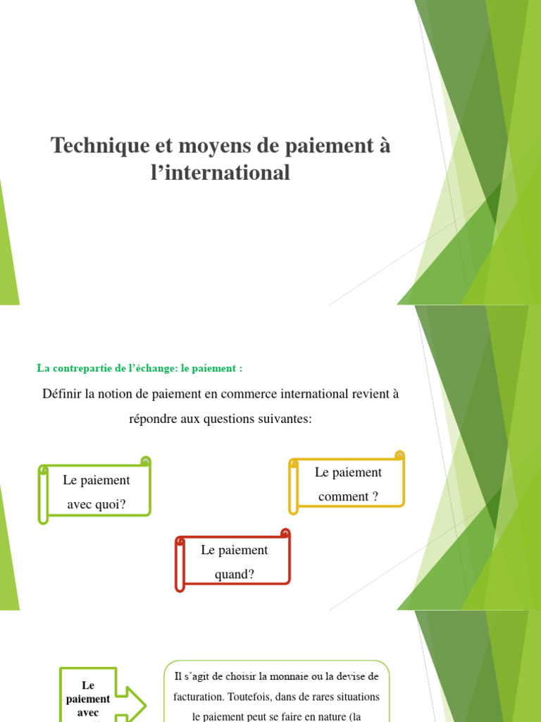 Paiements internationaux : méthodes et enjeux | PDF | Lettre de crédit ...