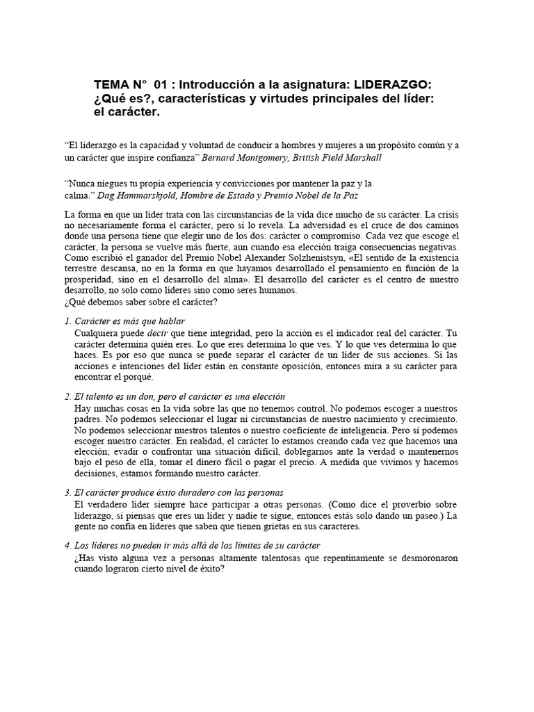 Características del Carácter en Líderes | PDF | Liderazgo