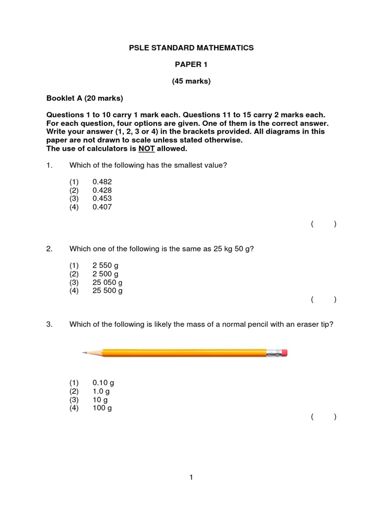 PSLE 2023 Standard Mathematics Paper 1 | PDF | Area | Cupcake
