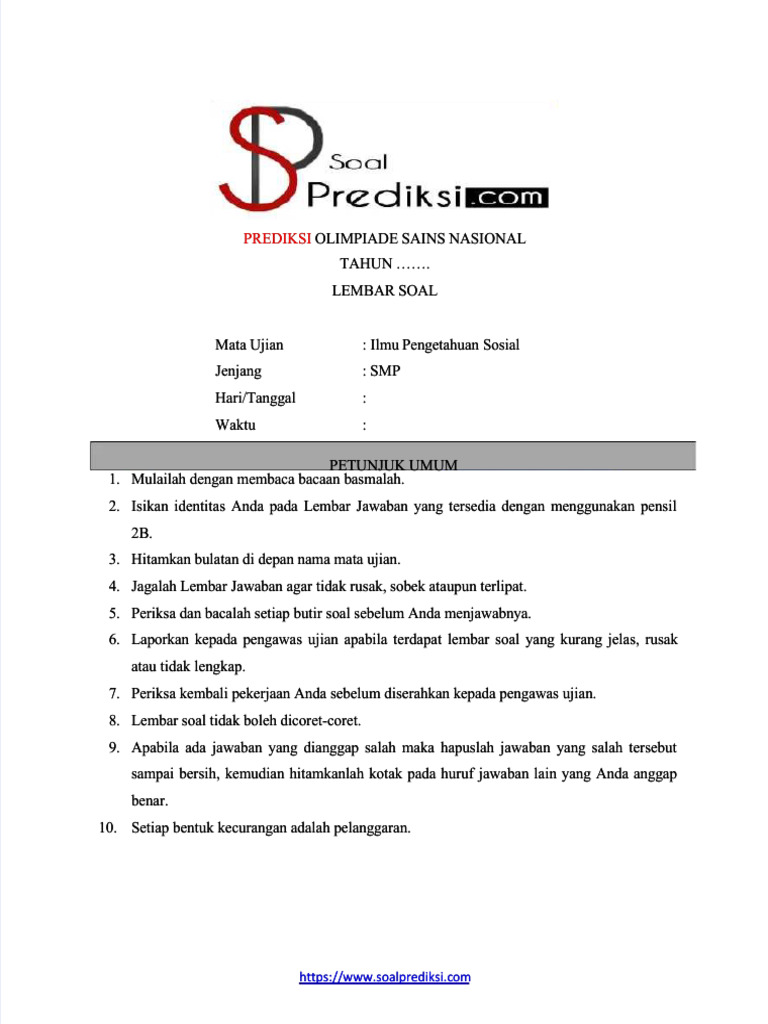 Contoh Soal Soal Osn Ips Smp