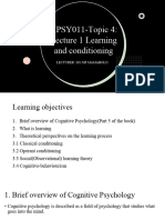 Lecture 1 Learning and Conditioning