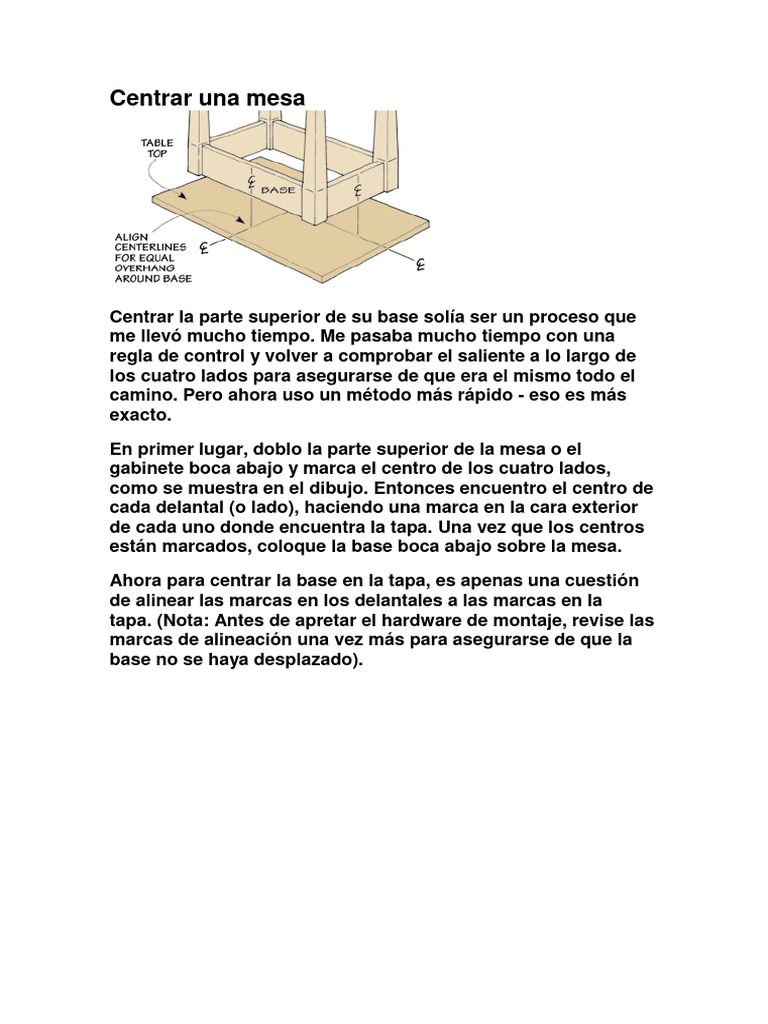 Cómo centrar la tapa de una mesa | PDF | Artes del Lenguaje y ...