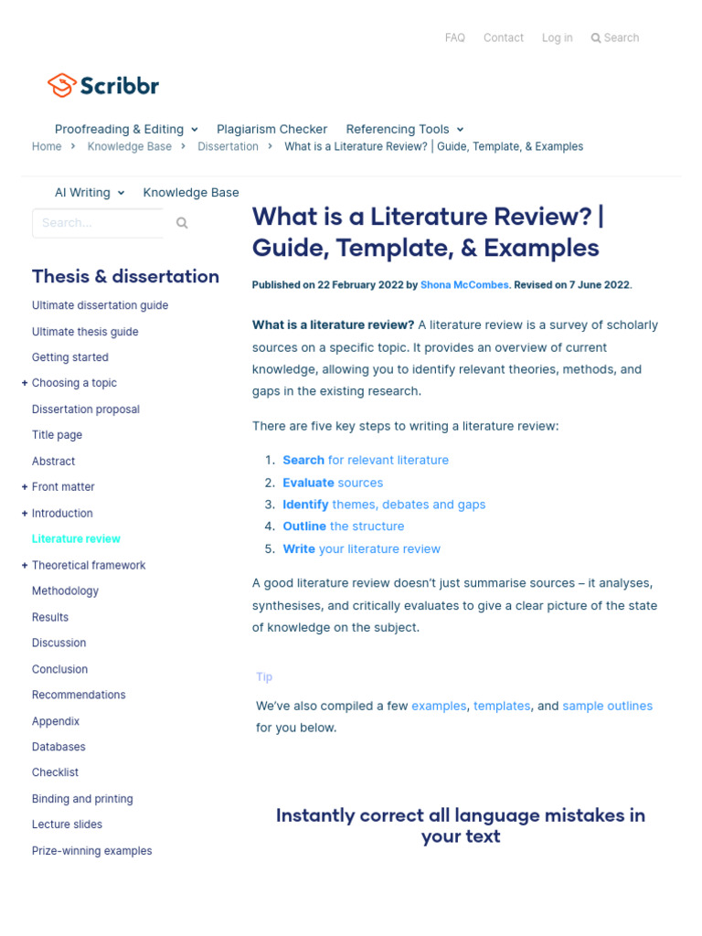 What Is A Literature Review? - Guide, Template, & Examples | PDF ...