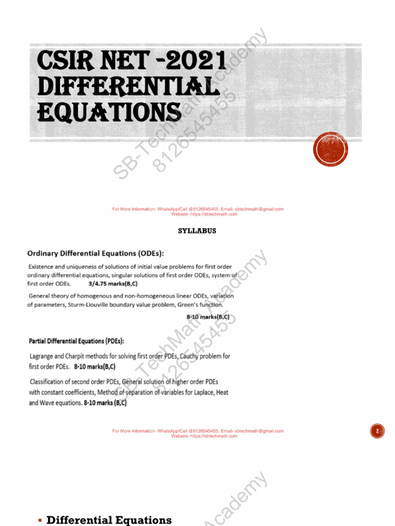 Differential Equation Crash Course Pdf
