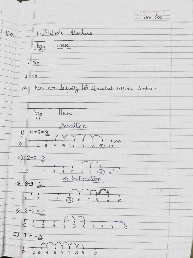 Maths L-2 Whole Numbers. Try These | PDF