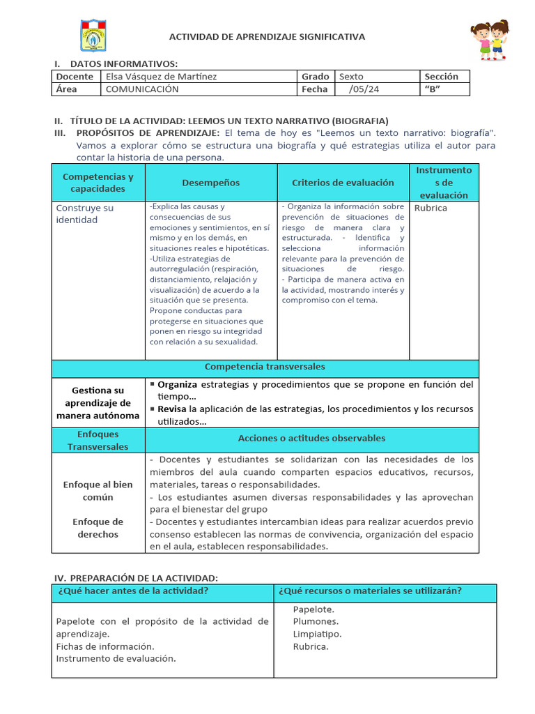 Comunicacion 14 de Mayo Sesion de Aprendizaje.. | PDF | Aprendizaje ...