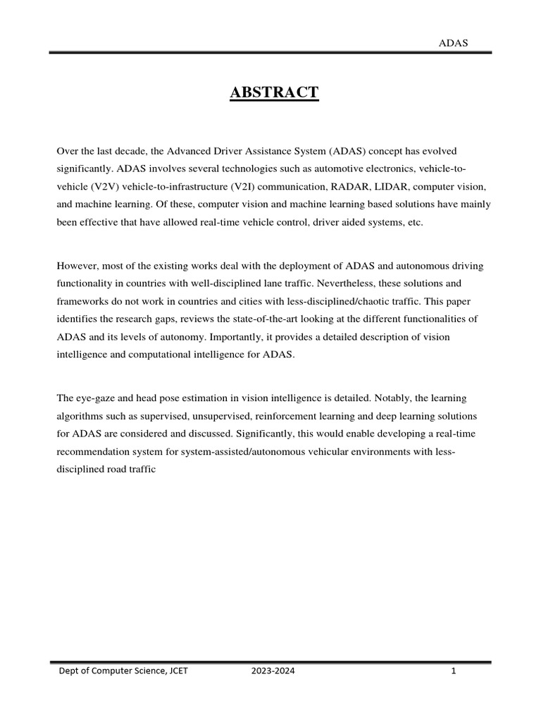 ADAS Report | Download Free PDF | Traffic Collision | Anti Lock Braking ...