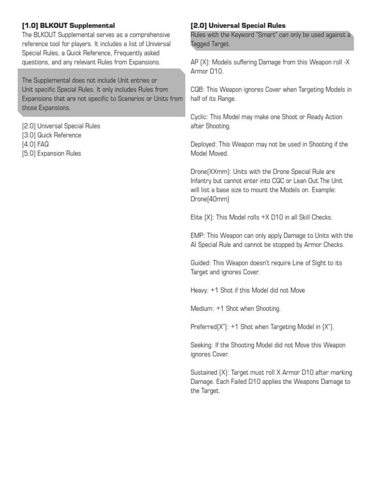 BLKOUT Supplemental 01 | PDF | Military Science | Military