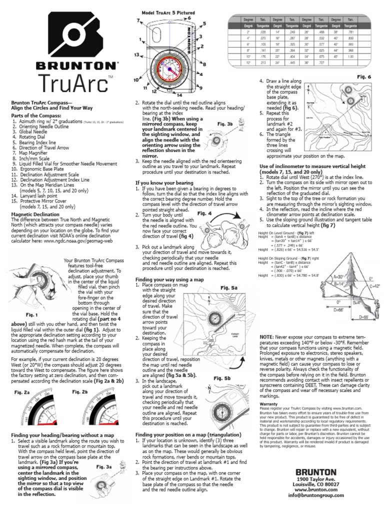 Brunton TruArc Compass User Guide | PDF | Compass | Materials Science
