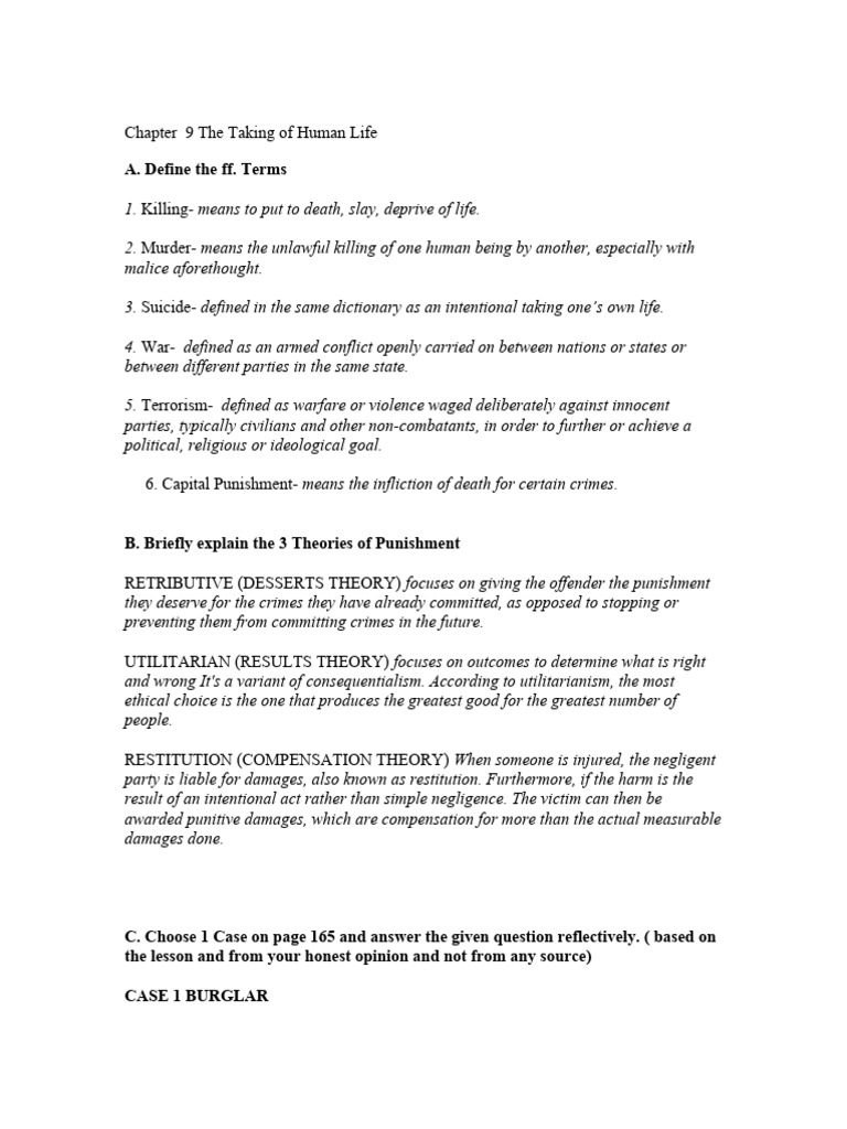 Chapter 9 The Taking of Human Life | PDF | Punishments | Crimes