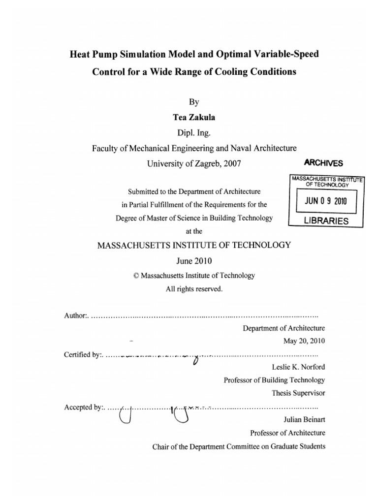 Heat Pump Simulation and Optimal Variable-Speed Control. | PDF | Heat ...