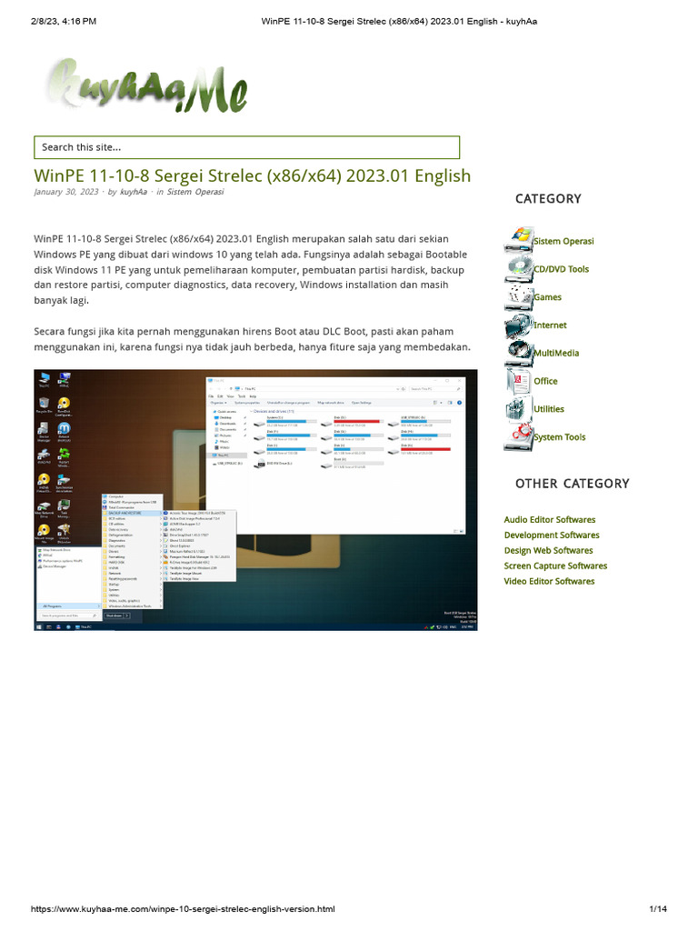 WinPE 11-10-8 Sergei Strelec 2023 | PDF | Microsoft Windows | Computing