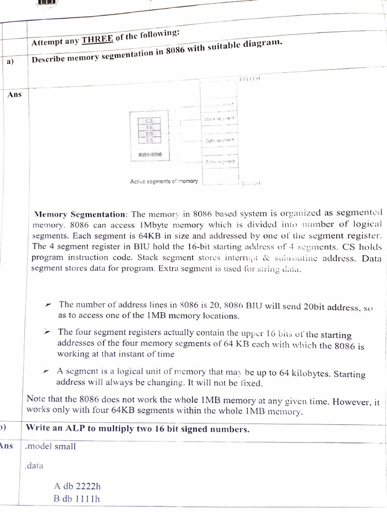 Memory Segmentation in 8086 Explained | PDF