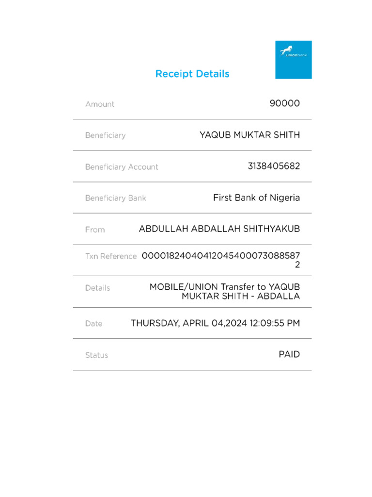 UnionMobile Receipt | PDF