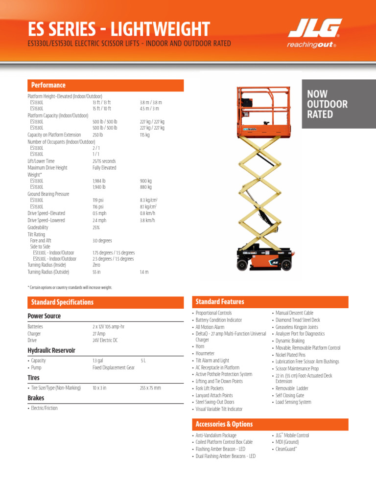 ES Lightweight Scissor Spec Sheet | PDF | Vehicles | Manufactured Goods