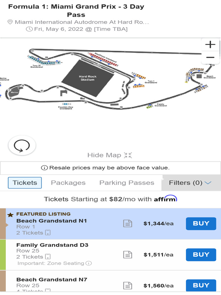 Formula 1 Miami Grand Prix - 3 Day Pass Tickets On May 06, 2022 at ...