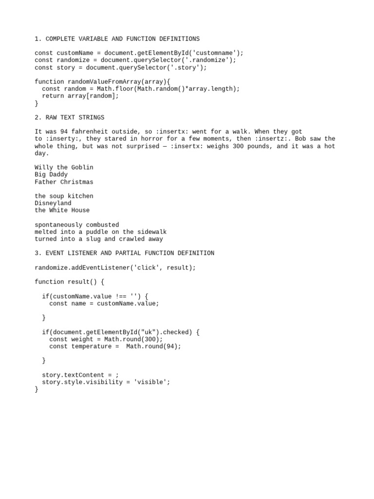 Random Story Generator Script | PDF | Teaching Methods & Materials