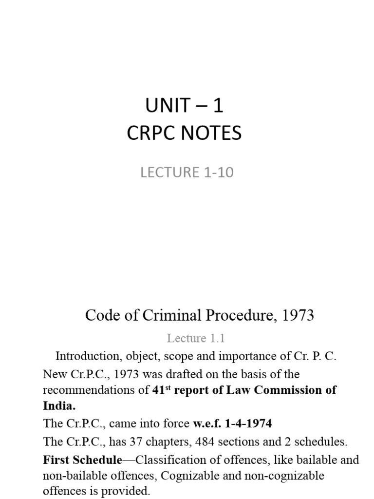 Overview of CRPC 1973 and Amendments | PDF | Bail | Magistrate