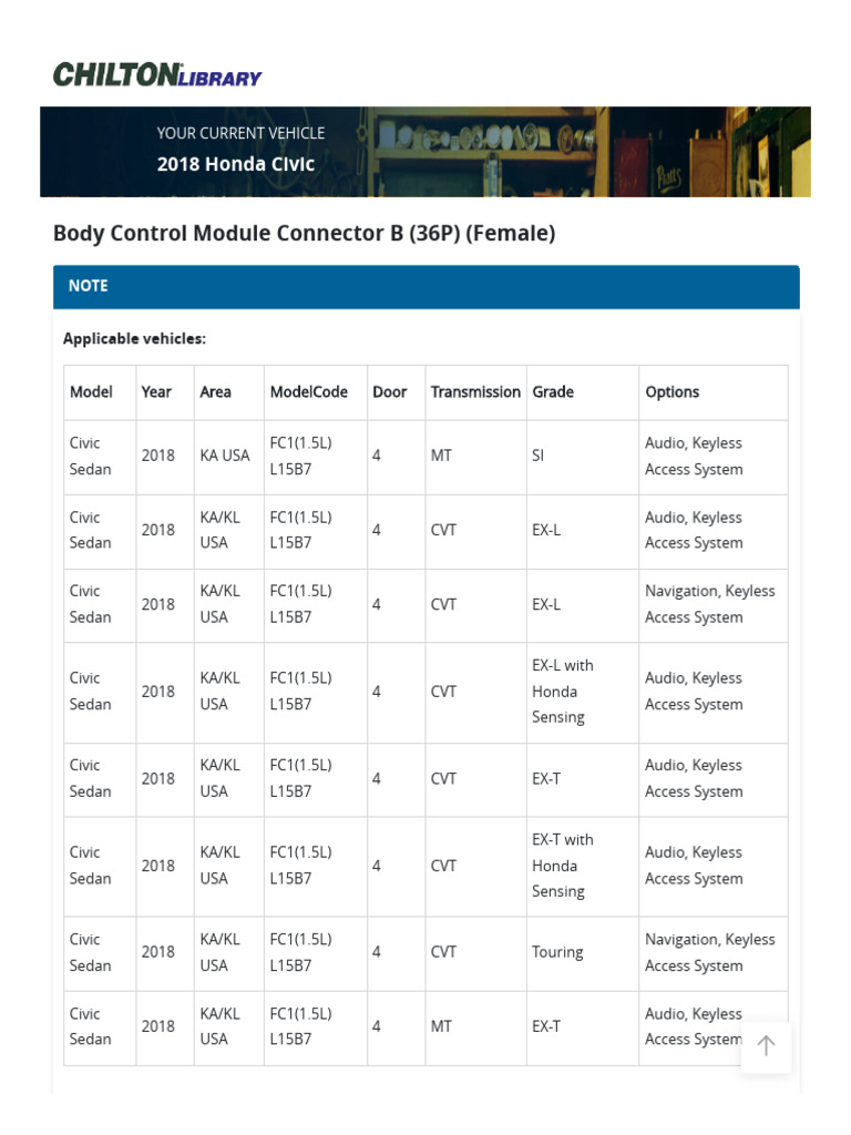 2018 Honda Civic Body Control Module | PDF | Vehicle Technology | Vehicles