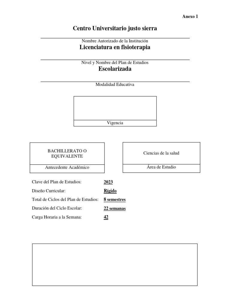 2 anexo 1 lic fisioterapia pdf plan de estudios terapia f sica