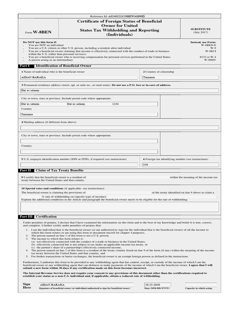 Tax Treaty Article Code