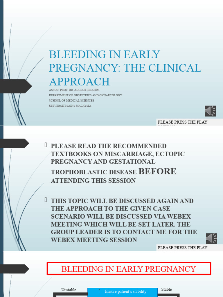 Bleeding in Early Pregnancy (Year 3 MD Usm) | PDF | Pregnancy | Bleeding
