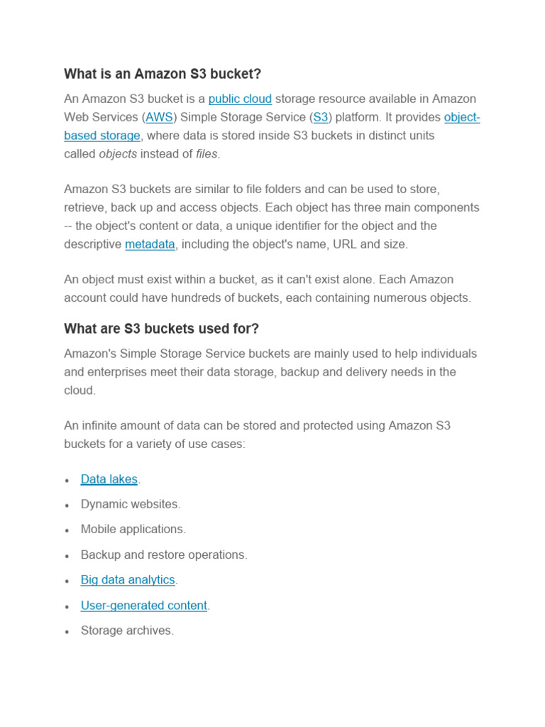 What Is An Amazon S3 Bucket | PDF | Amazon Web Services | Cloud Computing