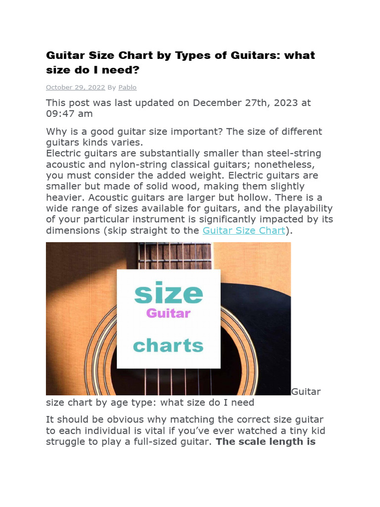 Guitar Size Guide by Type and Age | PDF | Guitars | String Instruments