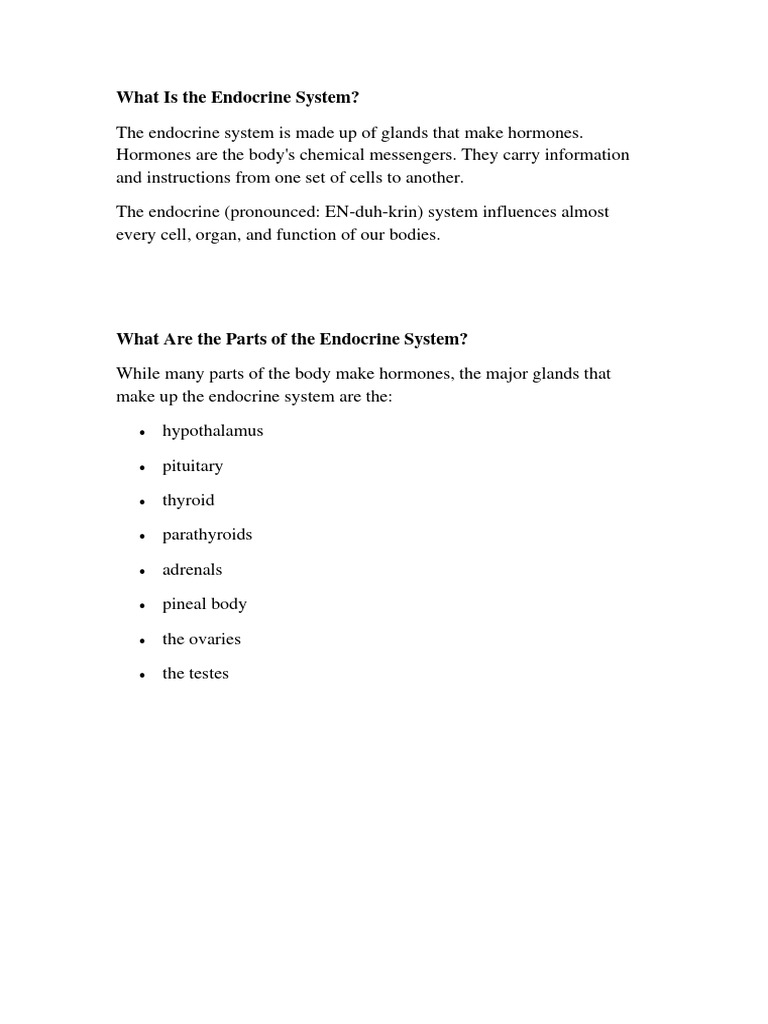 Overview of the Endocrine System | PDF | Wellness