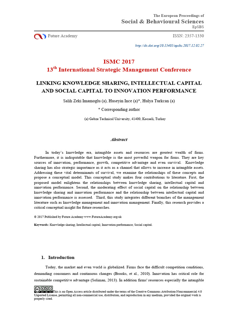 Knowledge Sharing and Innovation Performance | PDF | Capital (Economics ...