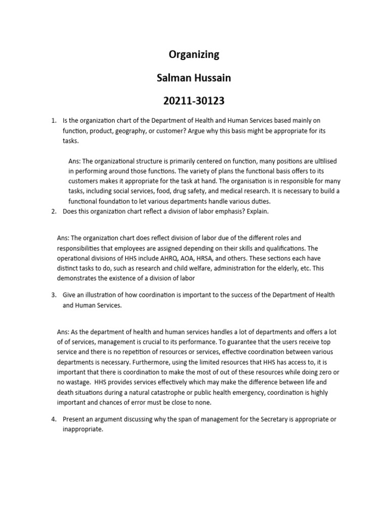 HHS Organizational Structure Analysis | PDF | United States Department ...