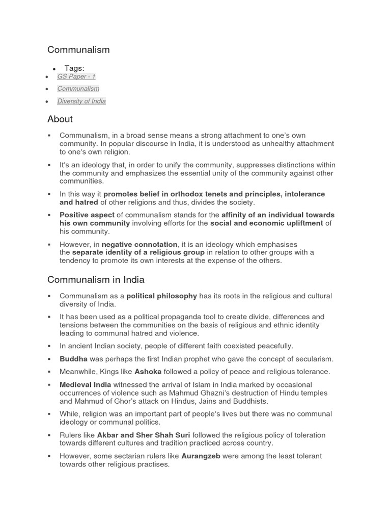 Understanding Communalism in India | PDF | Multiculturalism | Violence