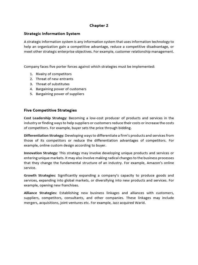 Strategic Information Systems Overview | PDF | Strategic Management ...