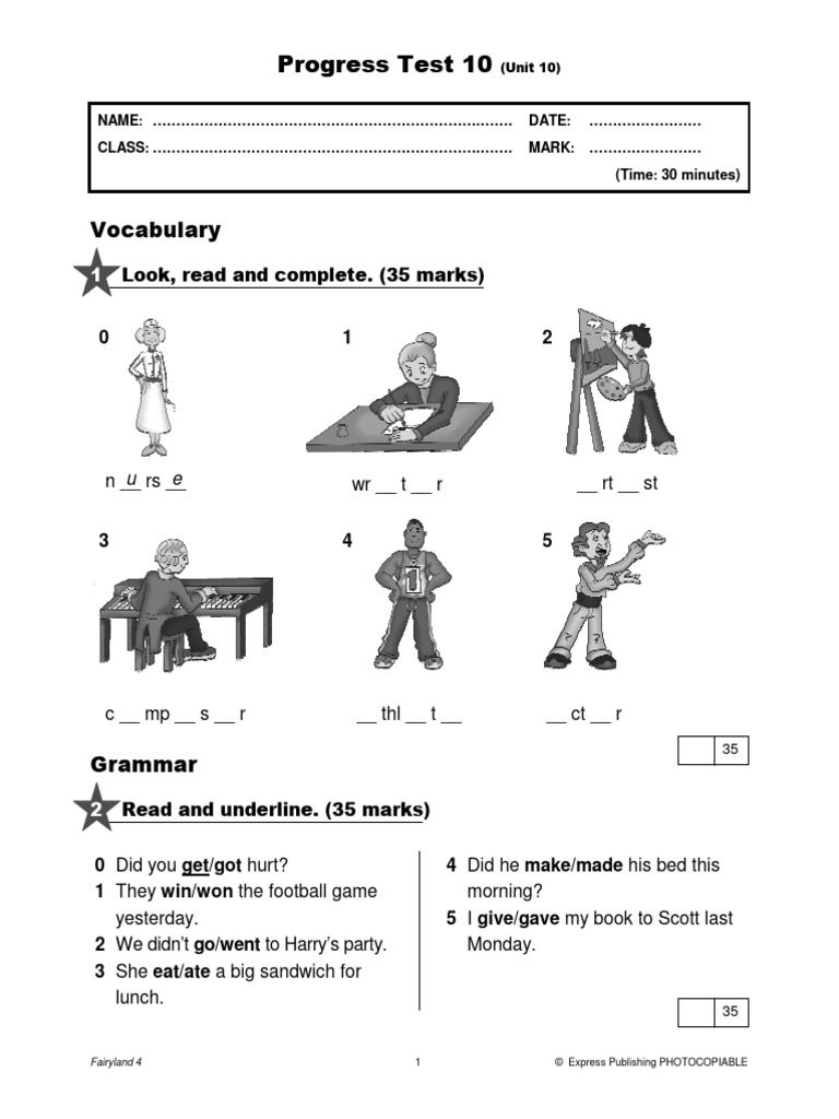 Fairyland 4 Progress Test 10 | PDF | Cuisine | Fast Food