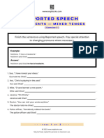 Reported Statements Mixed Tenses Exercise 5