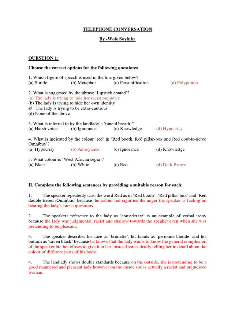 Telephone Conversation | PDF | Prejudices | Anti Social Behaviour