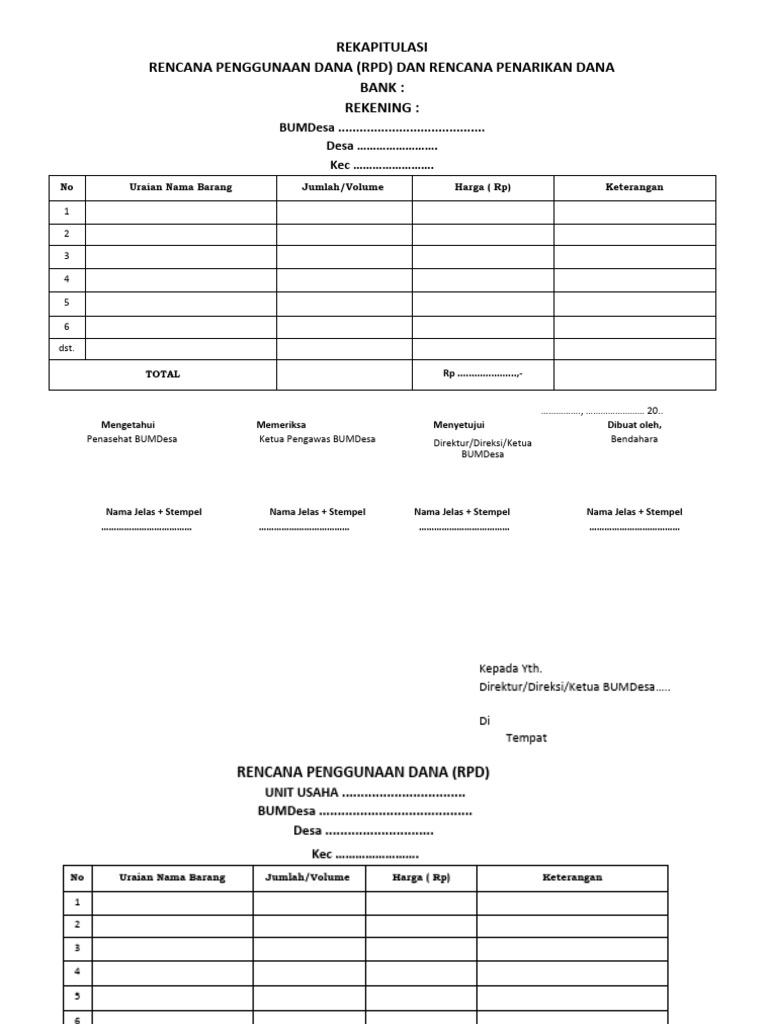 Rencana Penggunaan dan Penarikan Dana BUMDes | PDF