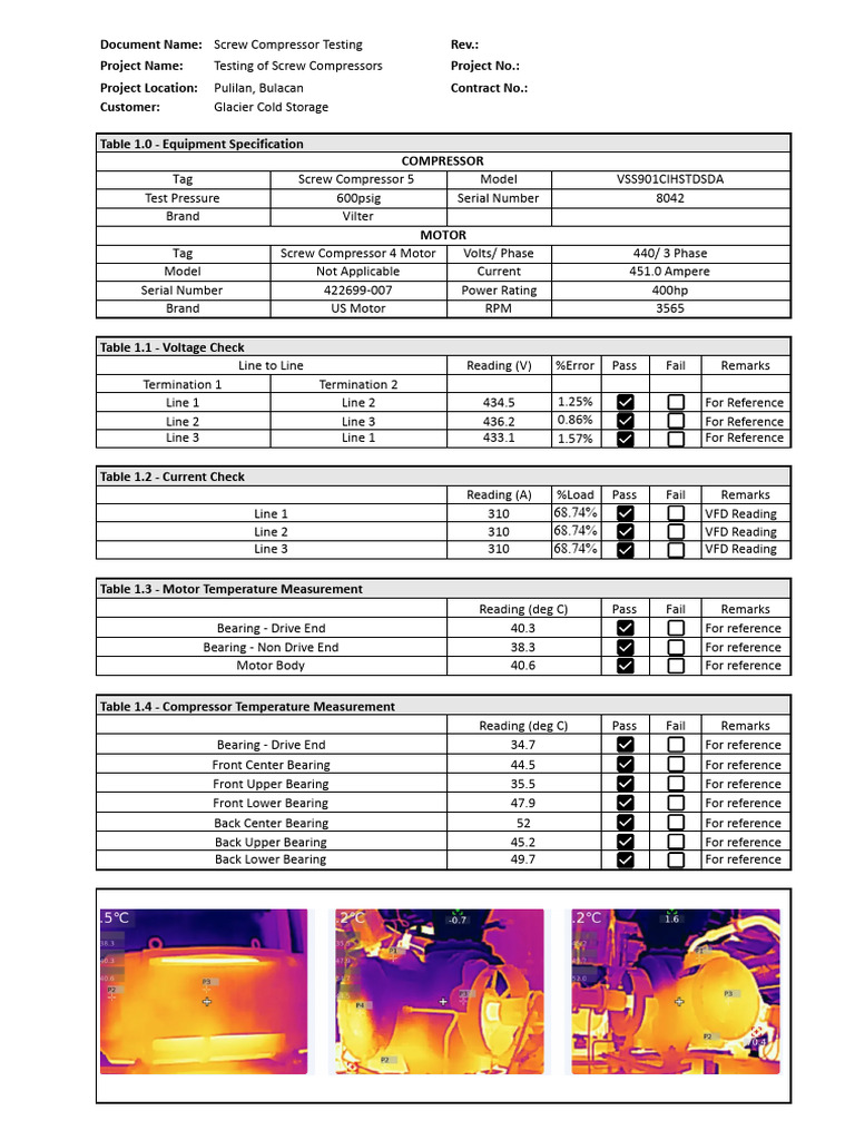 ELECTRICAL TEST (HOT).xlsx Compressor 5 PDF