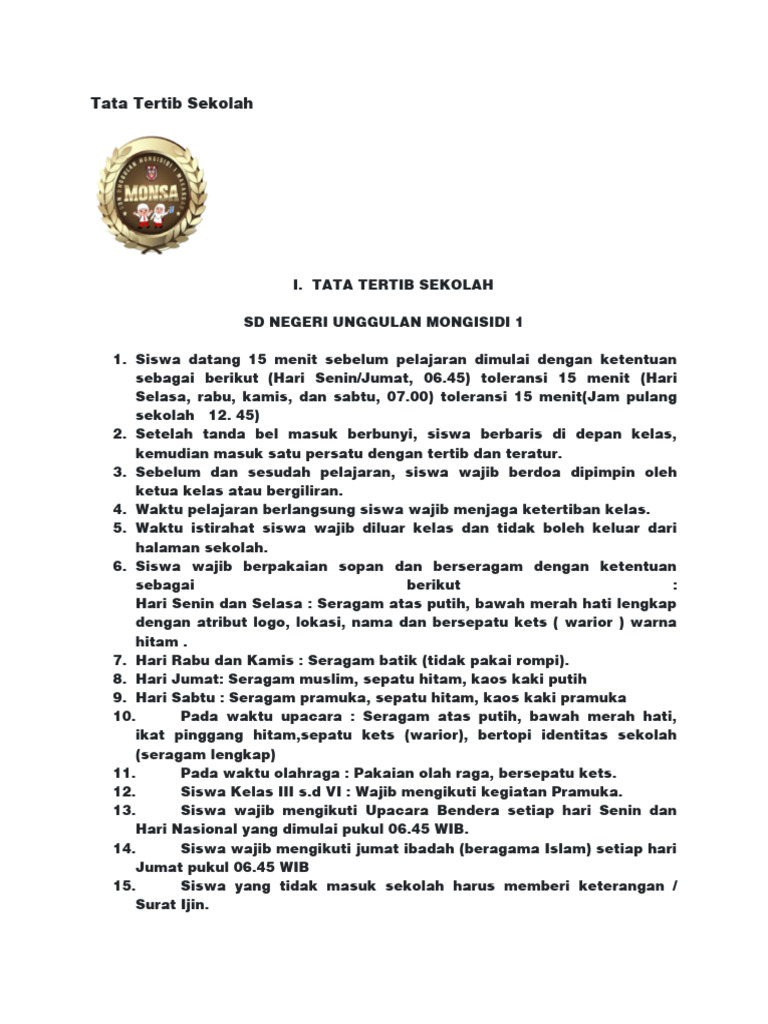 Tata Tertib Sekolah | PDF