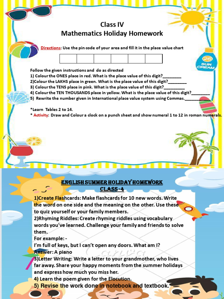 Class 4 Summer Holiday Homework Guide | PDF | Computing | Computer ...